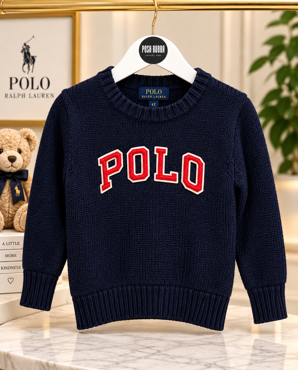 Тъмносиньо плетен пуловер Ralph Lauren 12-18м