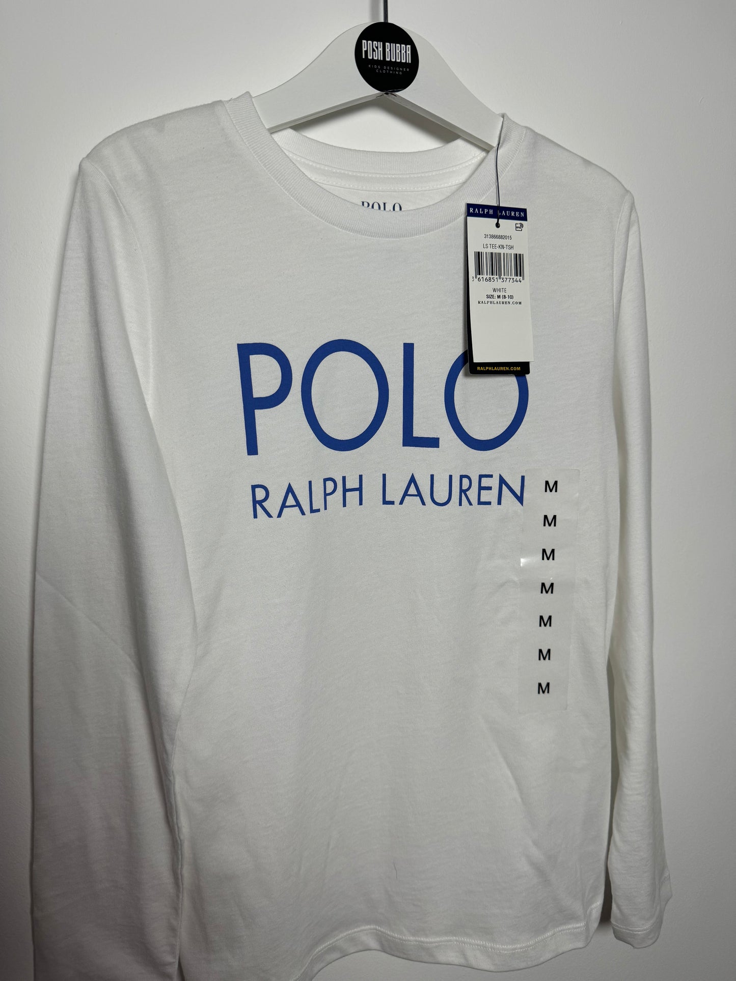 Бяла тениска с дълъг ръкав Ralph Lauren 8-10 г. 140 см