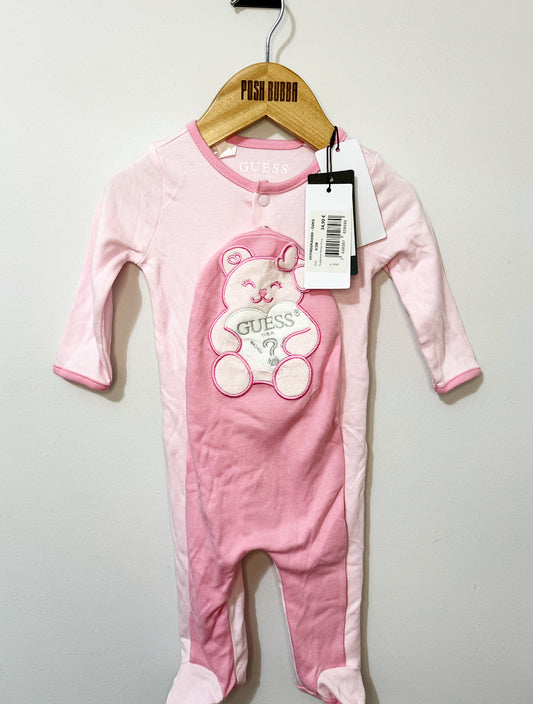 Guess Pink Teddy Babygrow 3-6m