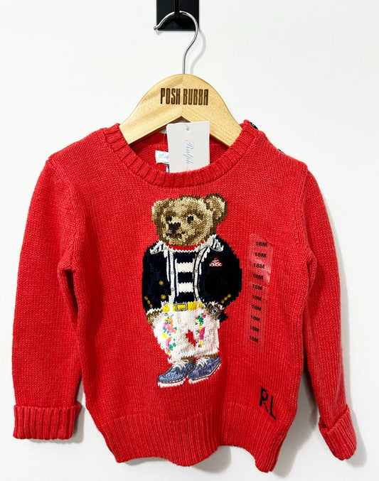 Ralph Lauren Red Bear Jumper 12m No tags