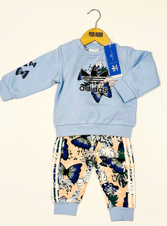 Adidas Blue FLoral Tracksuit 9-12m