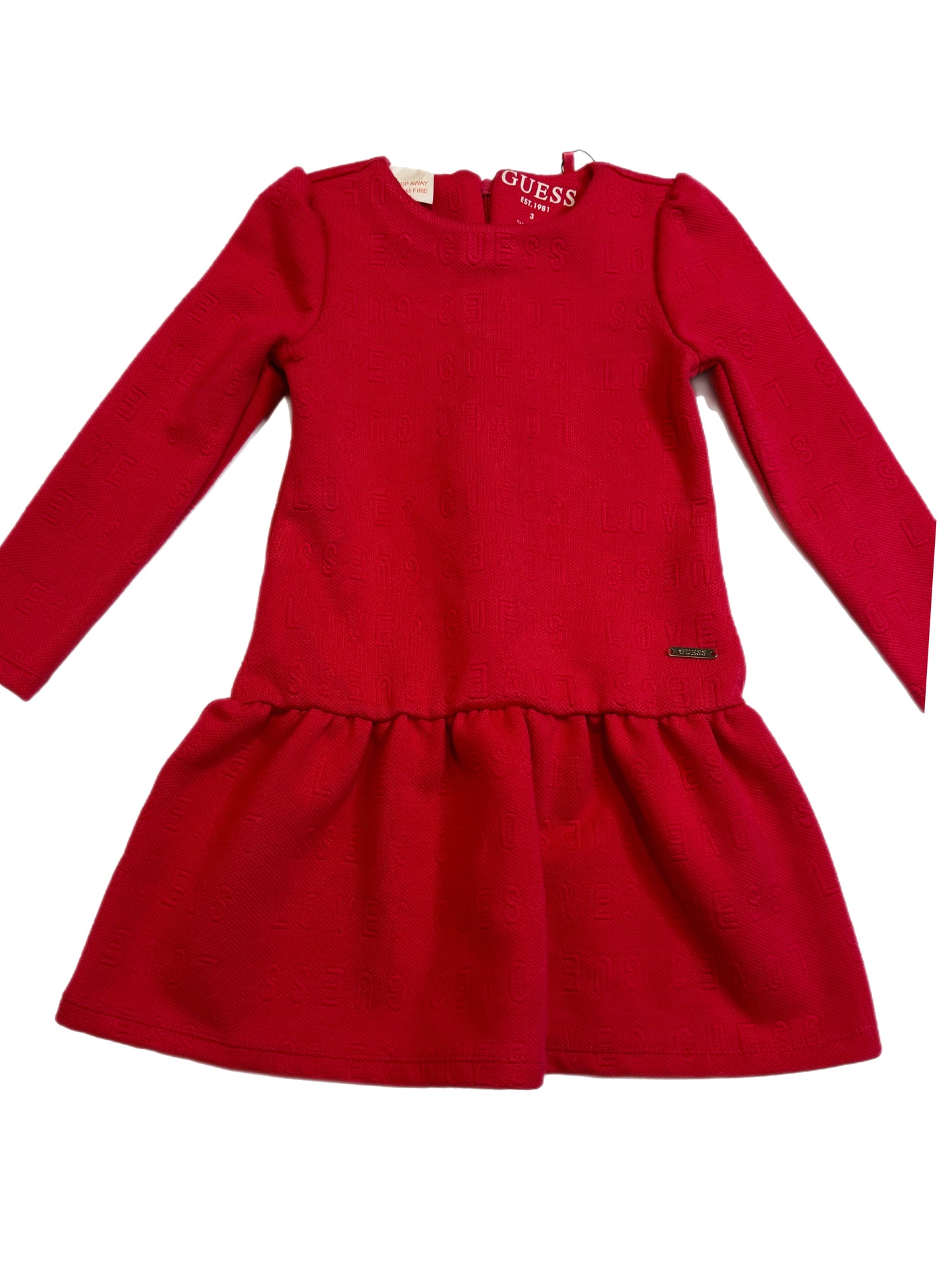 Guess Long Sleeve Ruffle Dress 3-4y