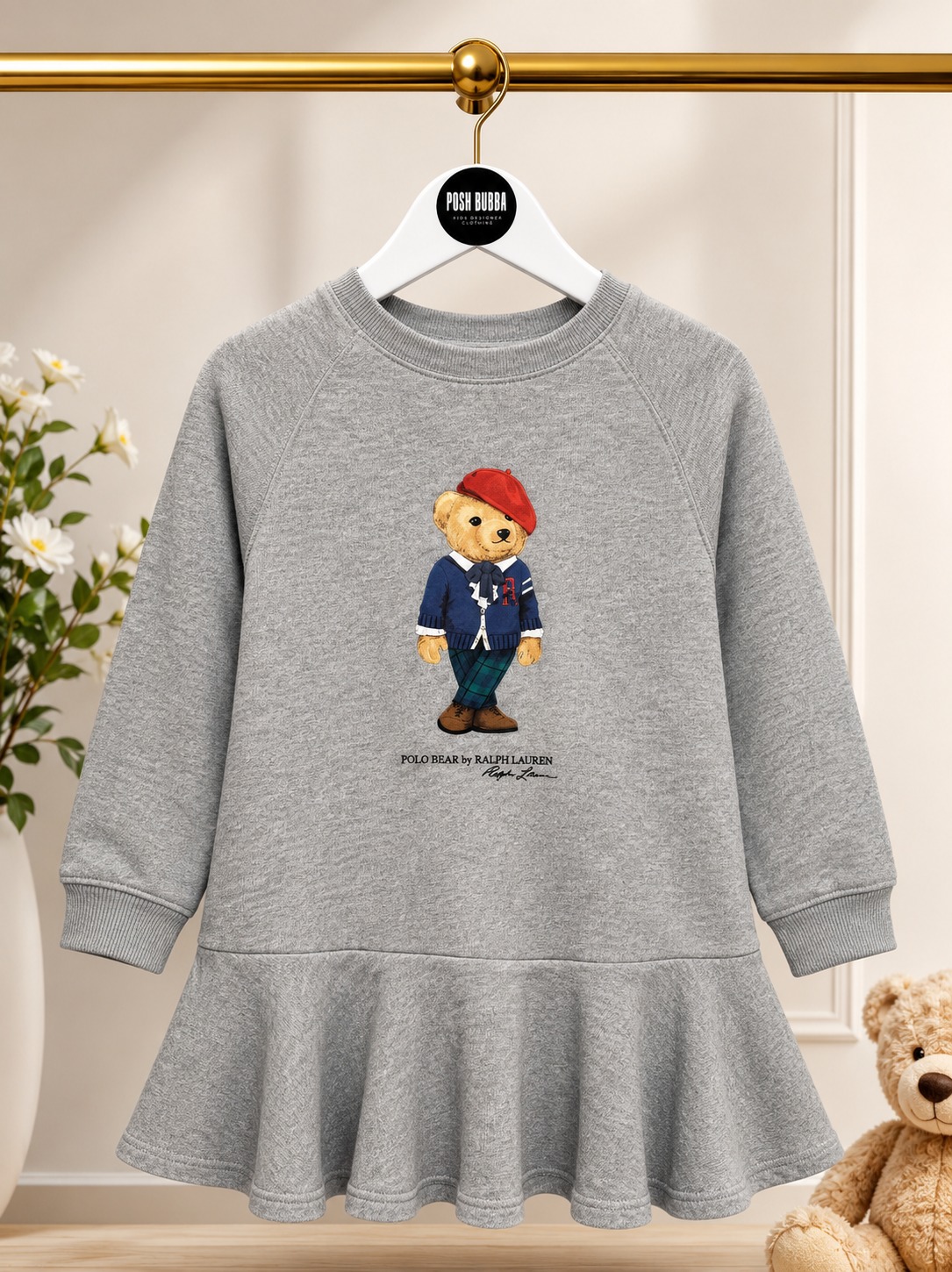 Ralph Lauren Polo Bear Grey Dress 24m