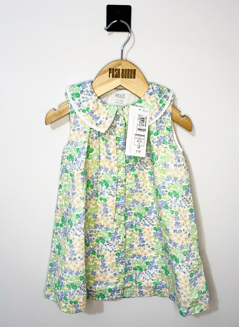 M&S Floral Dress 9-12m