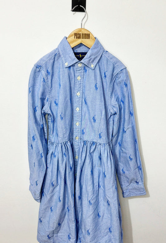 Ralph Lauren Light Blue Logo Dress 8y No tags