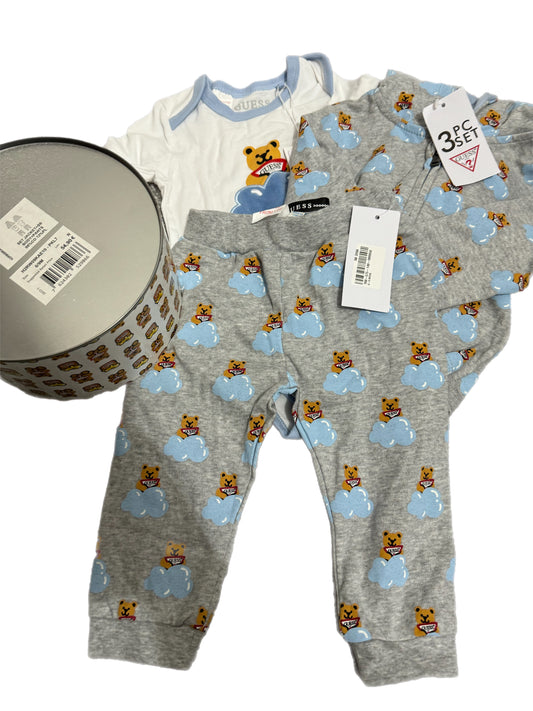 Guess 3pcs baby blue set 6-9m with box