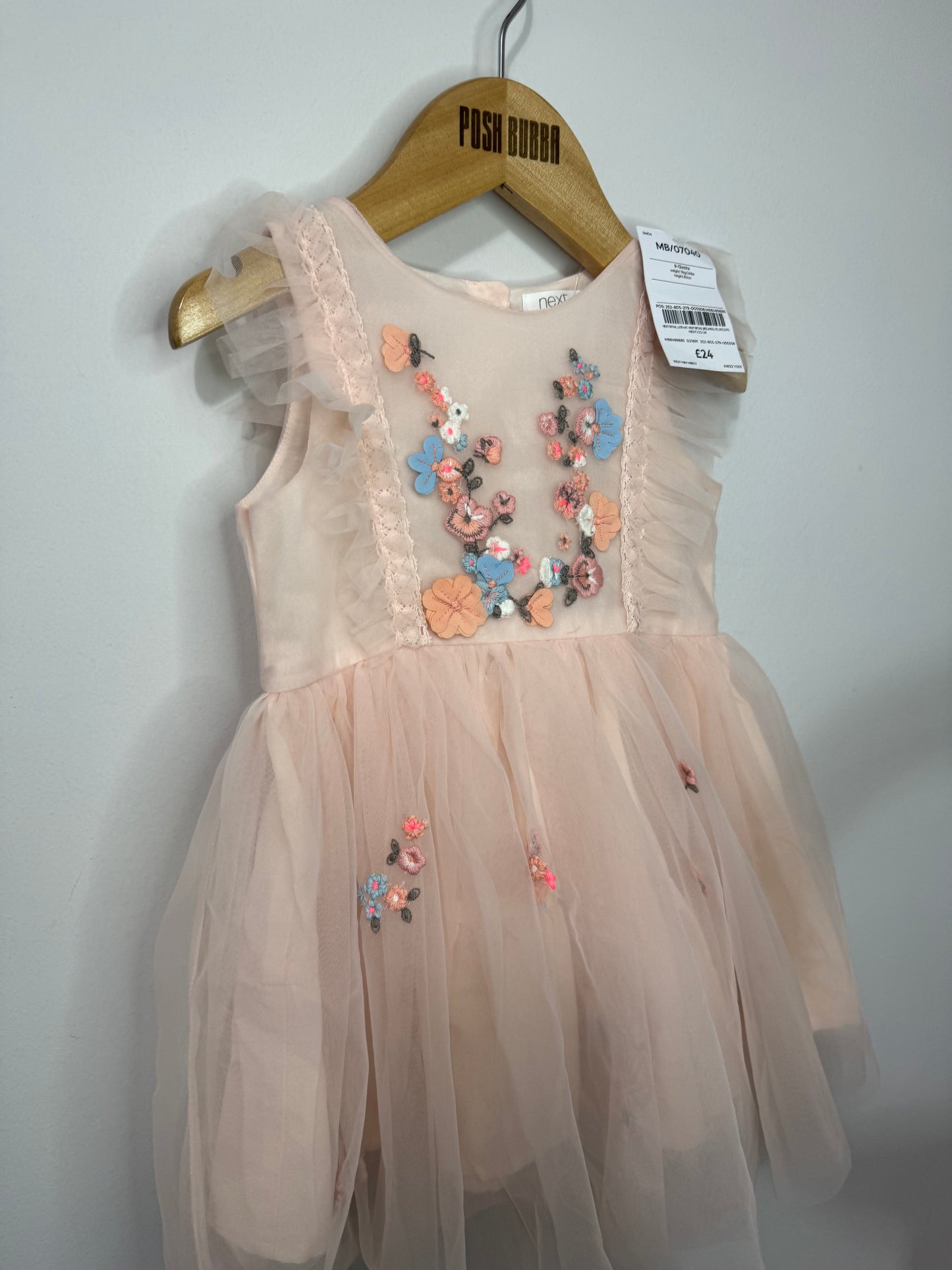 Next Floral Dress 9-12m Peach