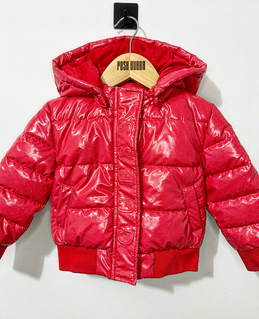 Guess Red Sparkle Coat 12-18m No Tags