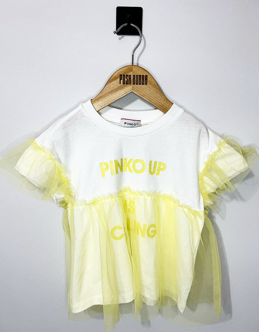 Pinko White & Yellow Top 2-3y No Tags