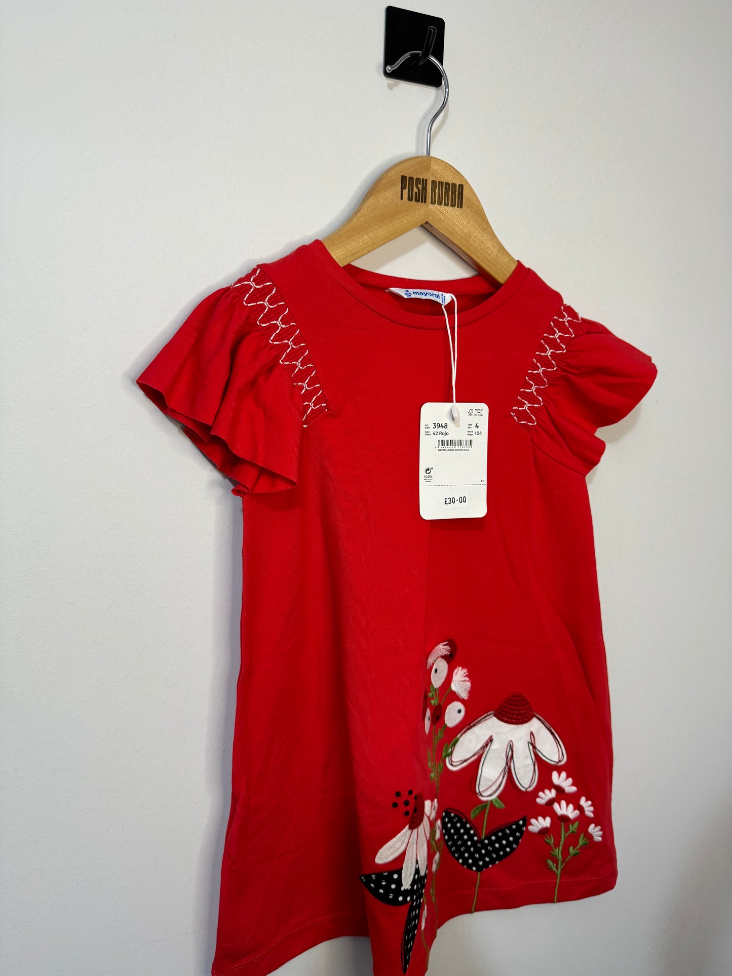 Mayoral Red Flower Dress 4y