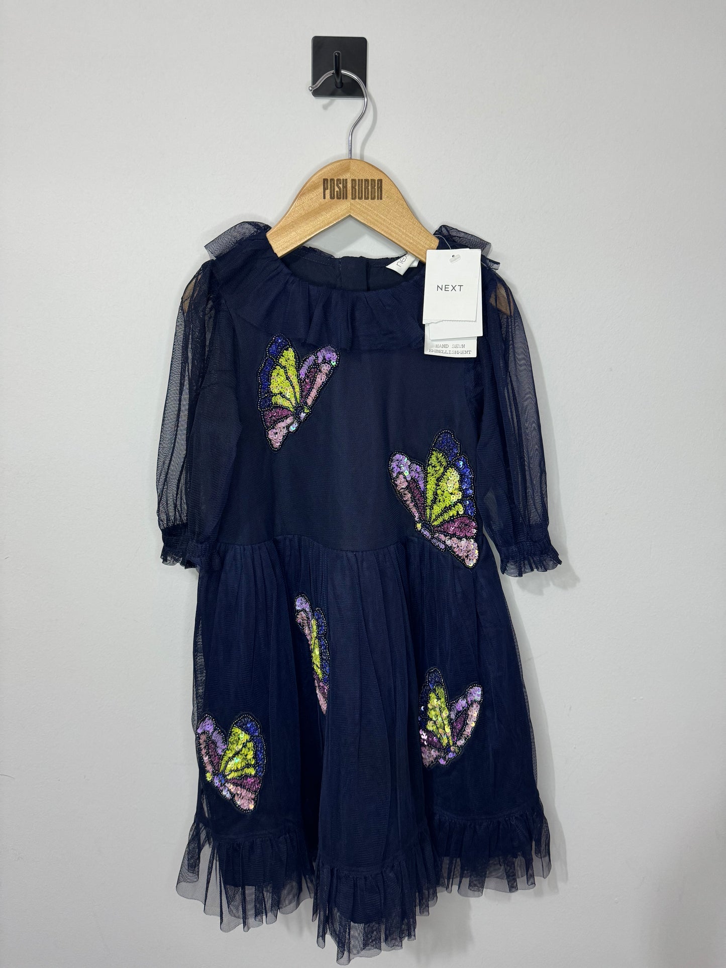 Next Girls Navy Butterfly Dress 5y