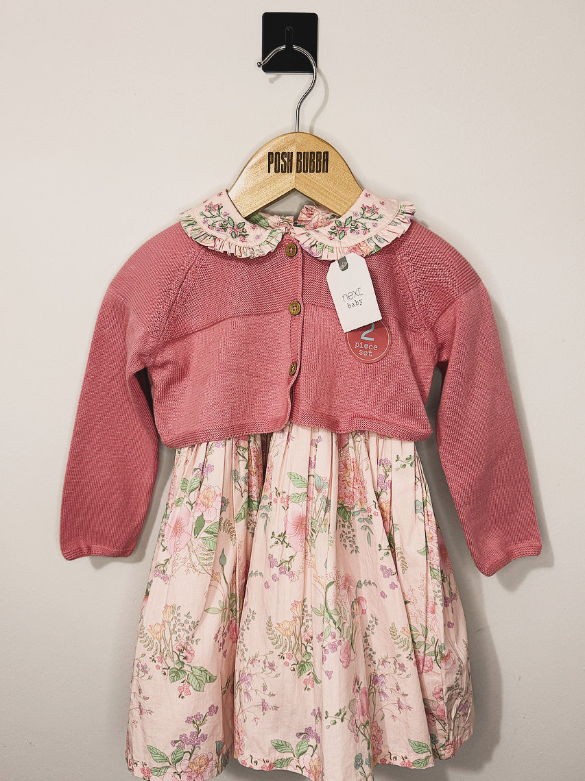 Next Dress with Cardigan 9-12m