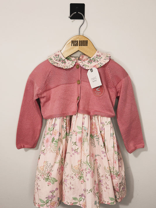 Next Dress with Cardigan 9-12m