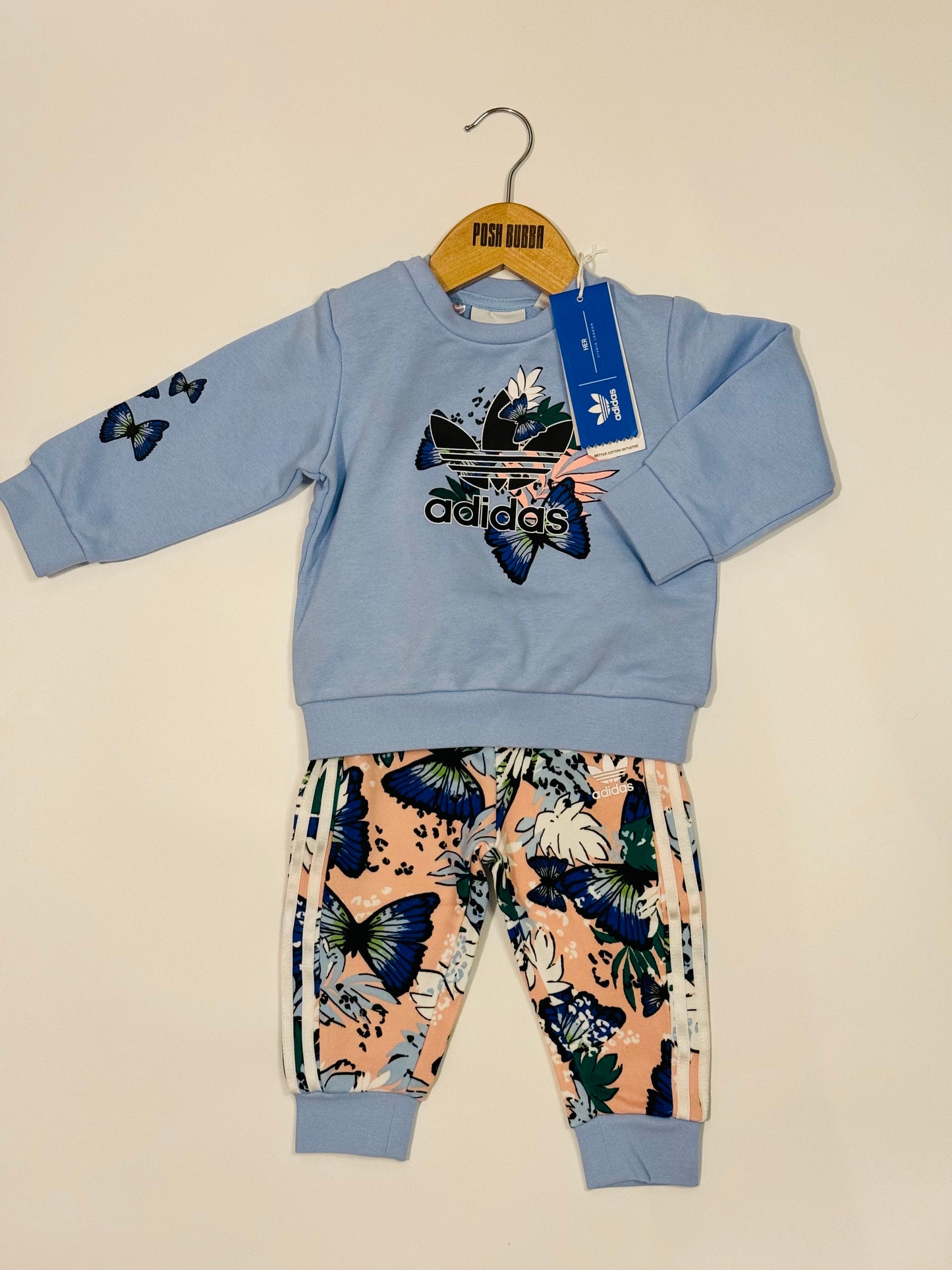 Adidas Blue FLoral Tracksuit 9-12m