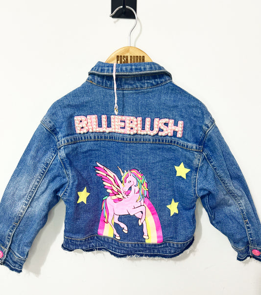 Billieblush Denim Unicorn Jacket 2-3y No Tags