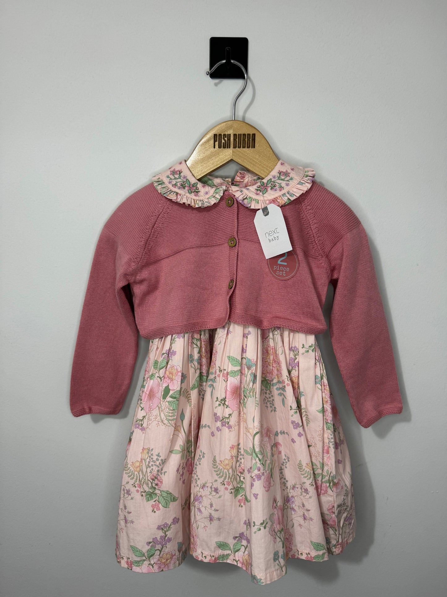 Next Dress with Cardigan 9-12m