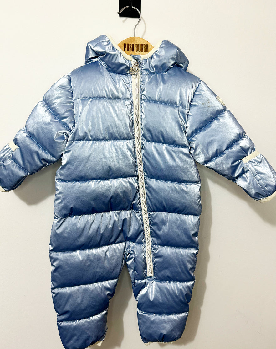 Michael Kors Baby Blue Metallic Snowsuit 0-6m