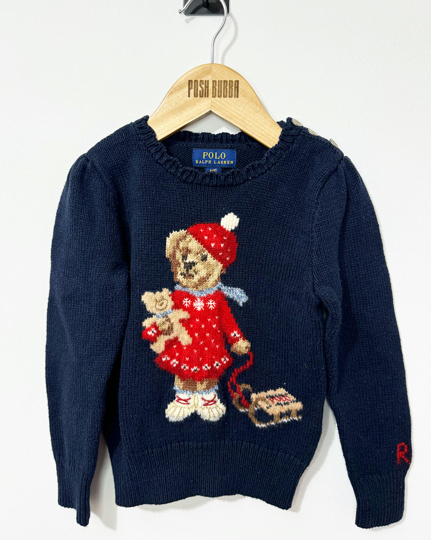 Ralph Lauren Girls Christmas Jumper 2-3y