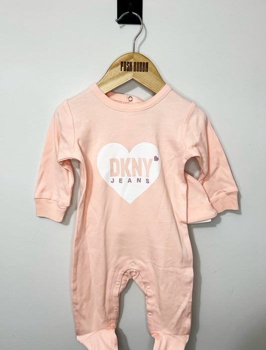 DKNY Pink Babygrow 3-6m with hat