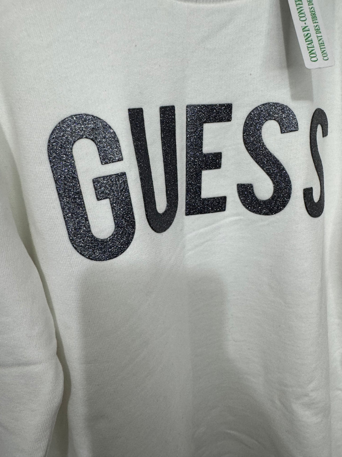 Guess White Glitter Logo Dress 7y