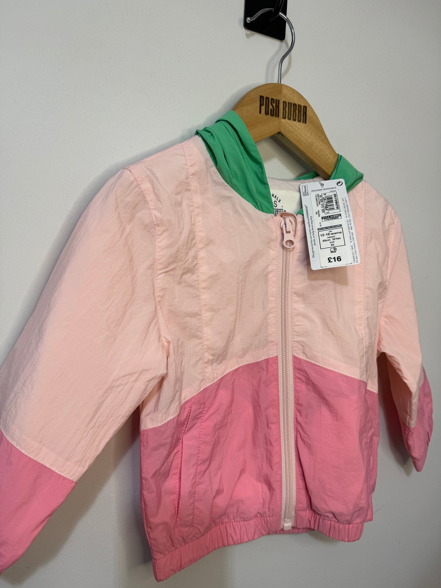 M&S Pink Windbreaker 12-18m