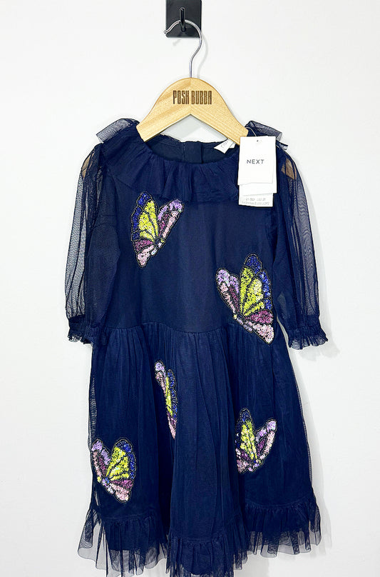 Next Girls Navy Butterfly Dress 5y