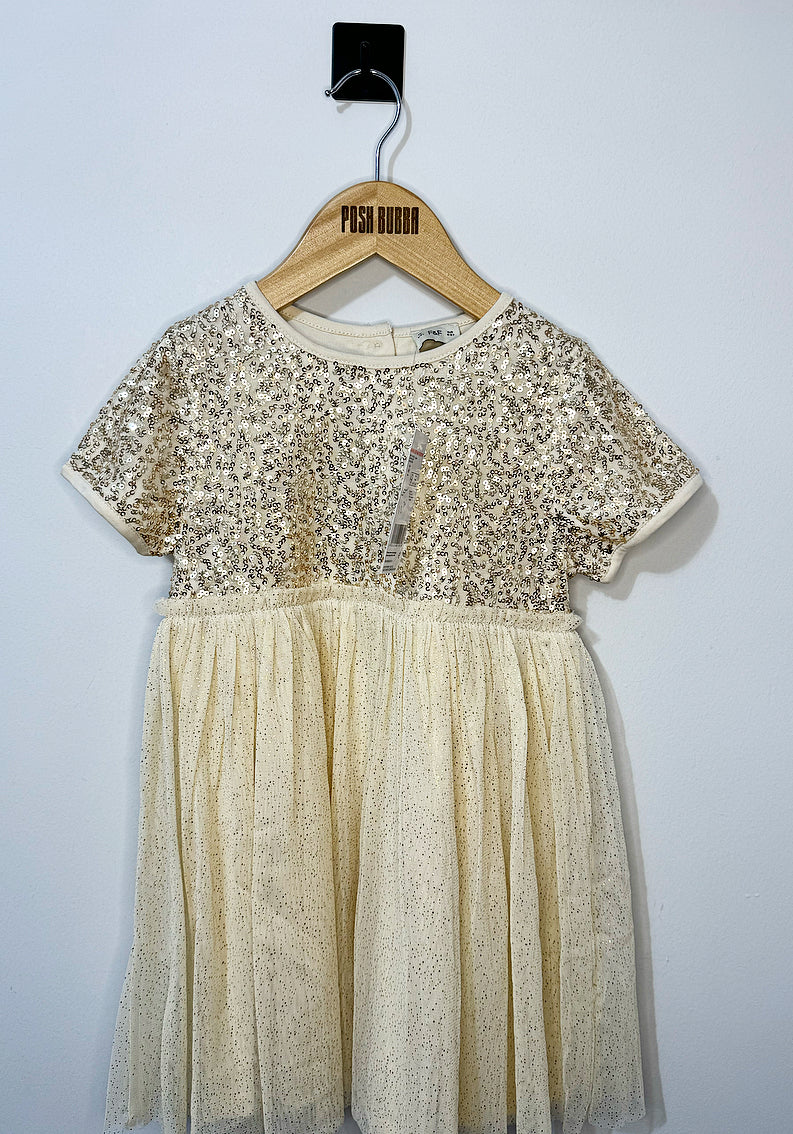 F&F Gold Sequin Dress 4-5y