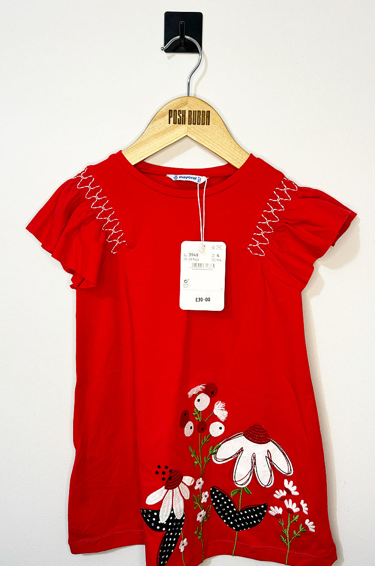 Mayoral Red Flower Dress 4y