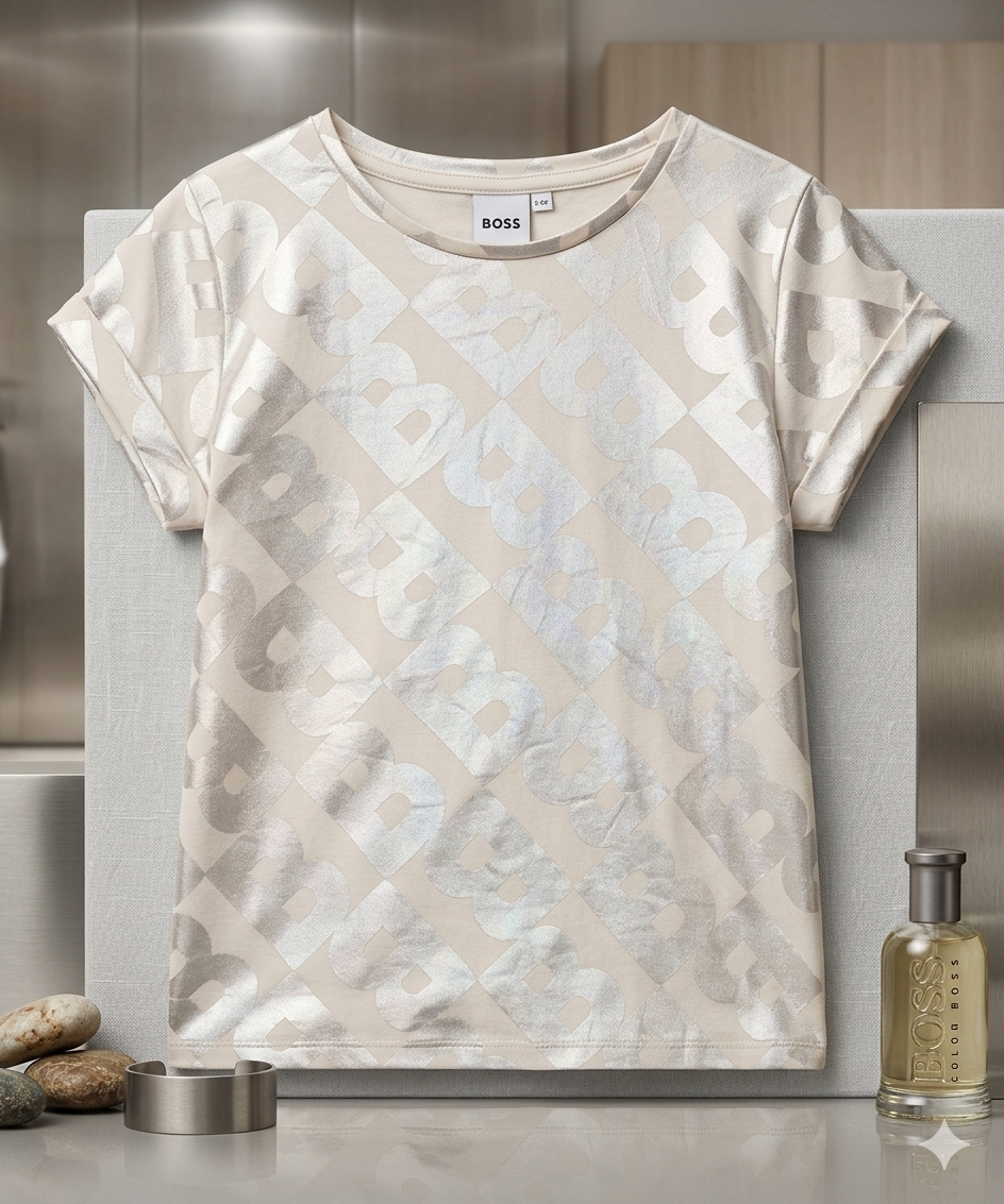 Boss Silver Girls T-Shirt 4-5y