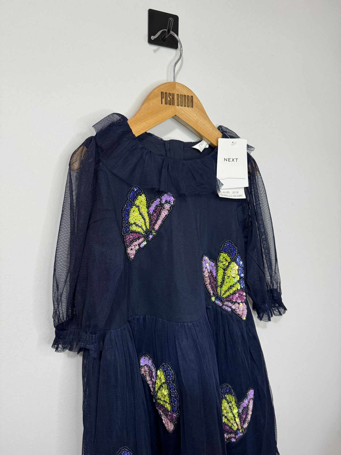 Next Girls Navy Butterfly Dress 5y