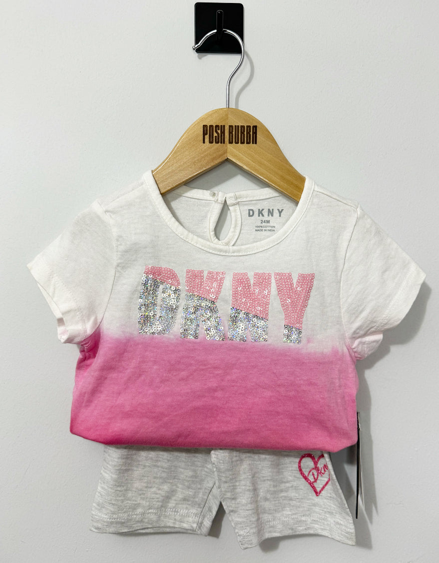 DKNY 2pc LT pink/gray 24m