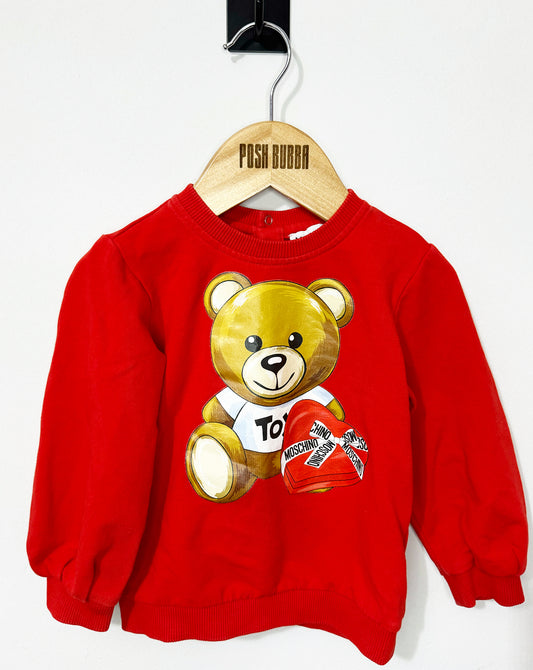 Moschino Red Heart Jumper 12-18m No Tags