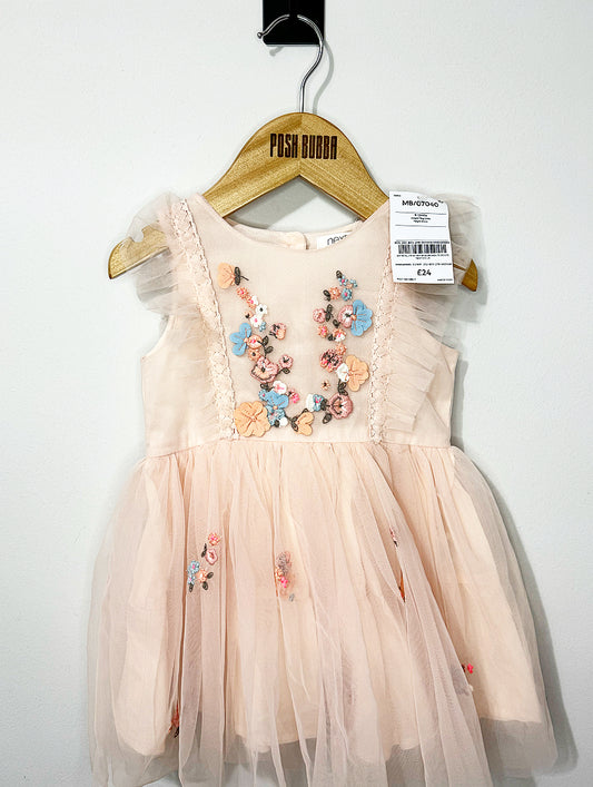 Next Floral Dress 9-12m Peach