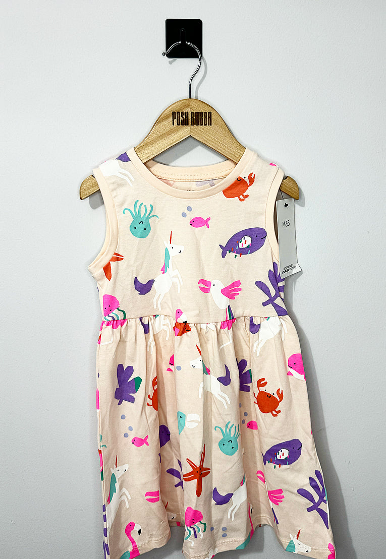 M&S Flamingos Dress 2-3y