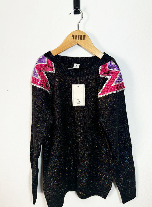 TU Christmas Black Jumper 10y #7005