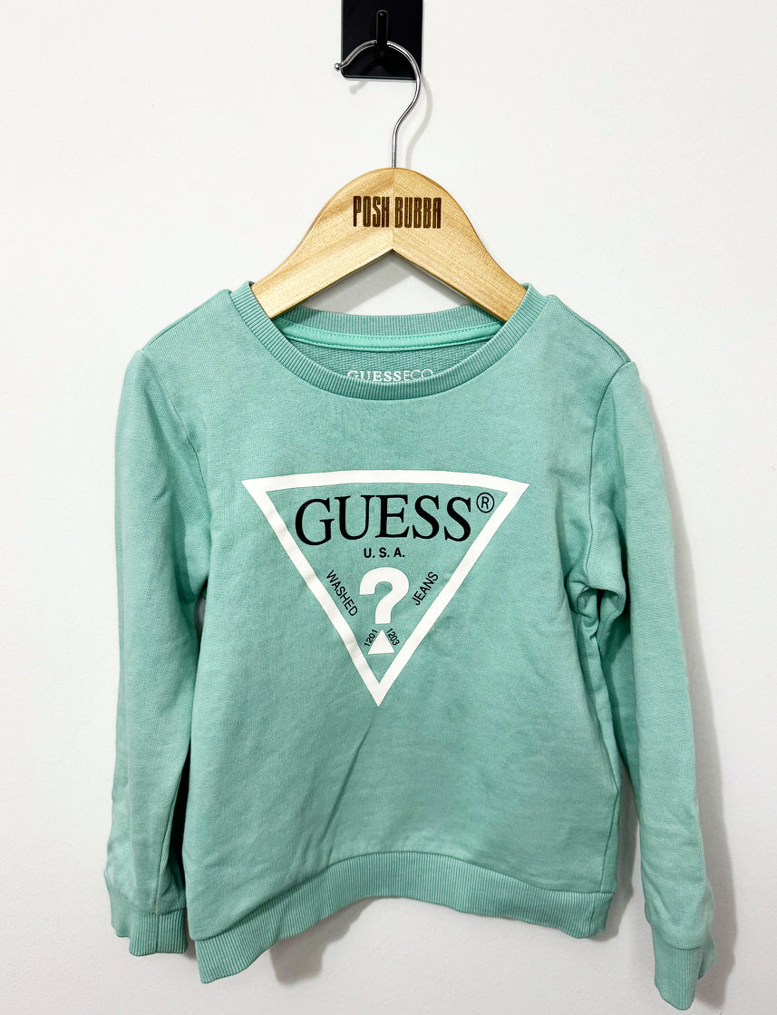 Guess light green logo long sleeve T-shirt 2-3y No Tags