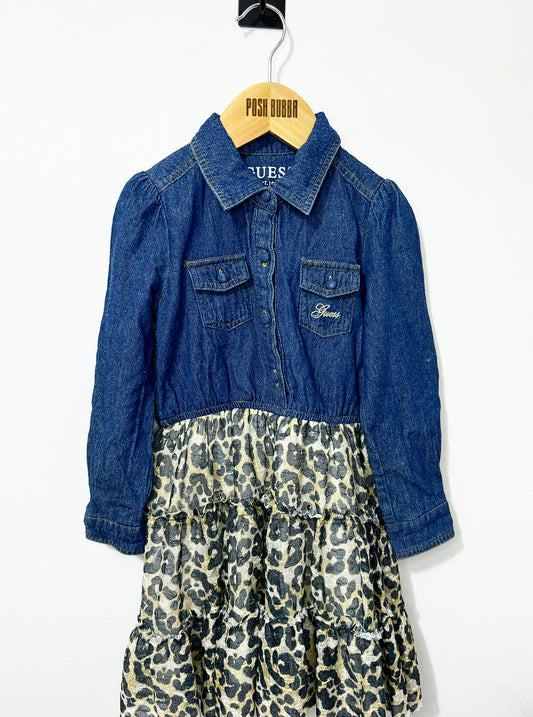 Guess Denim Animal Print Dress 4y No Tags