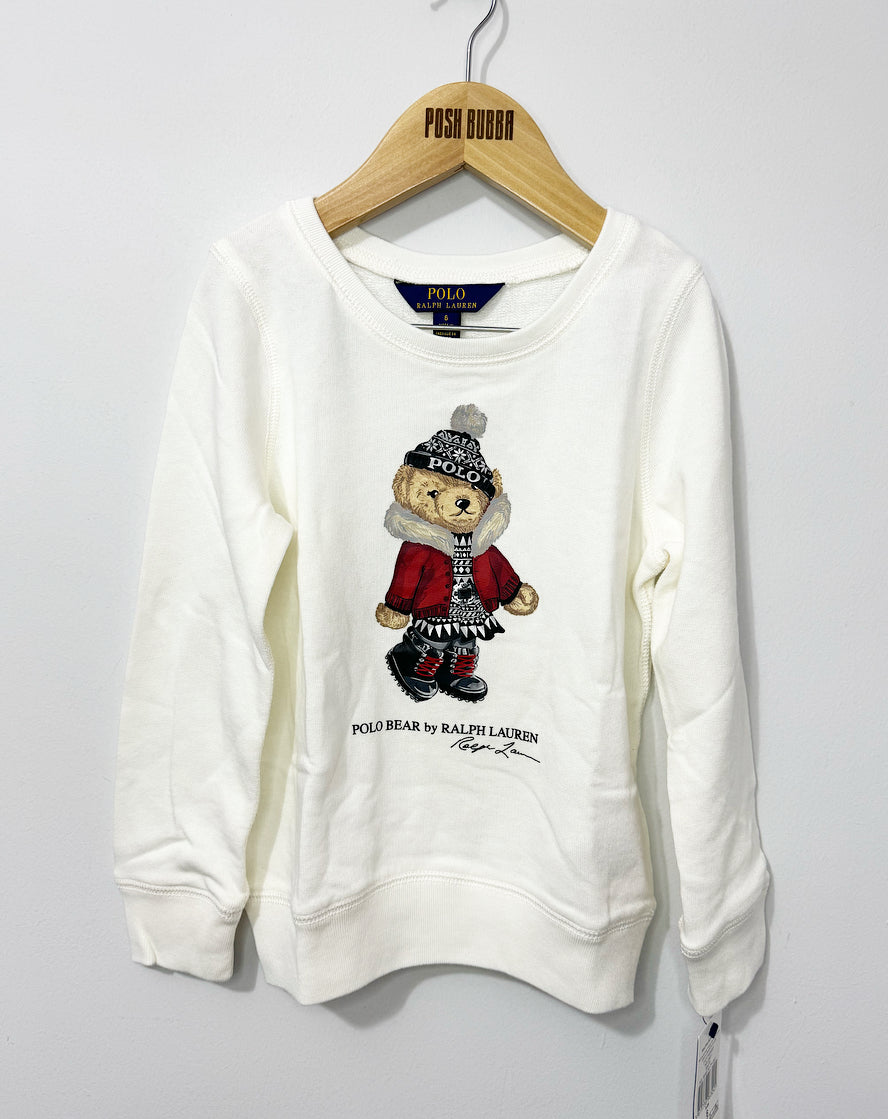 Ralph Lauren Girls White Bear Top 6y