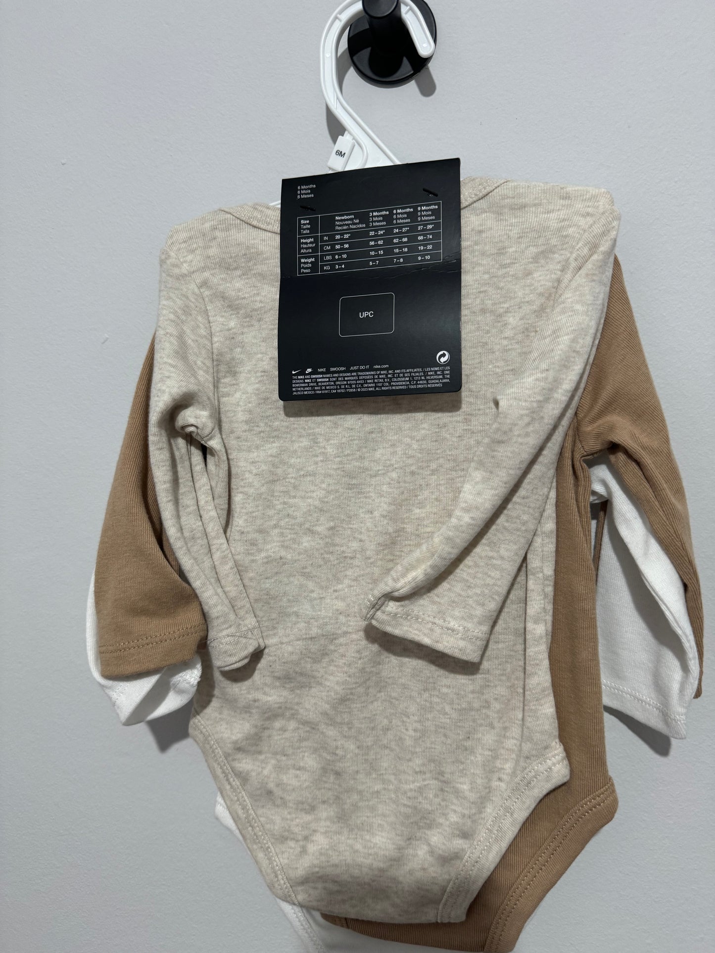 Nike Baby Vests x3 Long Sleeve 6m New with tags 141010