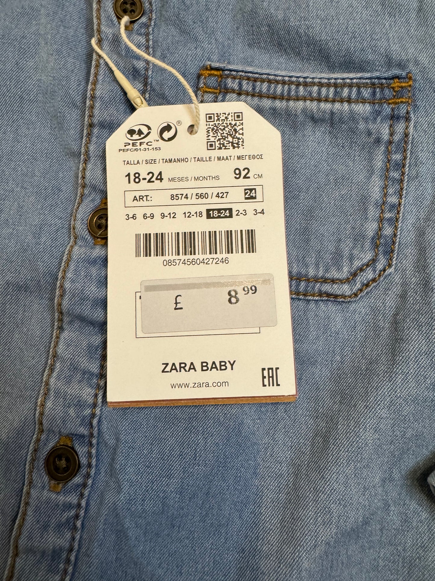 Zara Boys Denim Shirt 18-24m