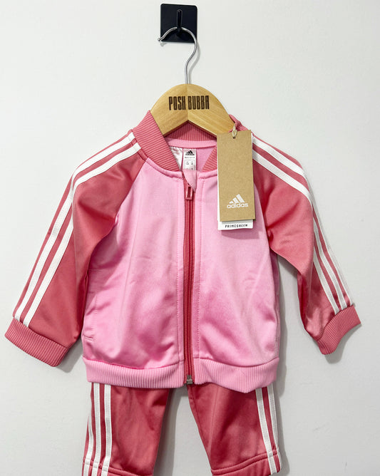 Adidas pink tracksuit 3-6m