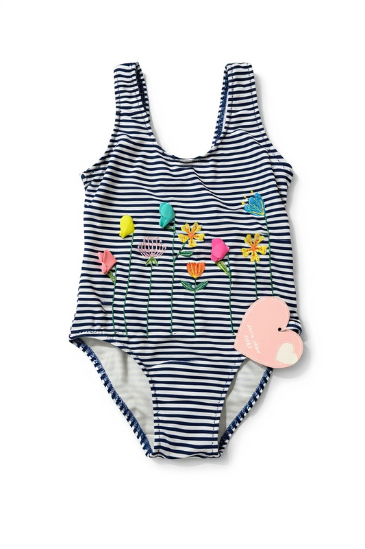 Бански с флорален принт за момичета 4-5 г.